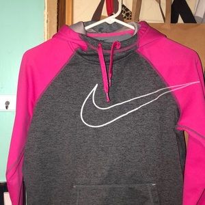 Pink,grey, and white Nike hoodie